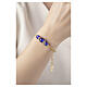 Blue 0.2-inch Murano glass bead bracelet with gold details and cross s2