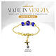 Pulsera joya vidrio de Murano azul 10 mm con detalles y cruz dorada s3