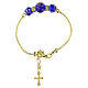Murano Glass Cross Bracelet 10 mm, Blue with Gold Cross and Details s1