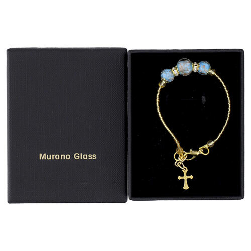 LUCY bracelet with Murano sky-blue 0.2-inch beads and gold-finish clasp 5