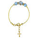 Pulseira com contas de Murano azul celeste 10 mm com fecho dourado s1