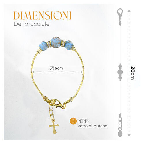 LUCY Murano Light-Blue 10mm Glass-Bead Bracelet with Gold-Finish Clasp 3