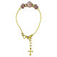 0.2-inch lilac Murano glass bead bracelet with gold-tone cross s1