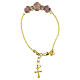 0.2-inch lilac Murano glass bead bracelet with gold-tone cross s4