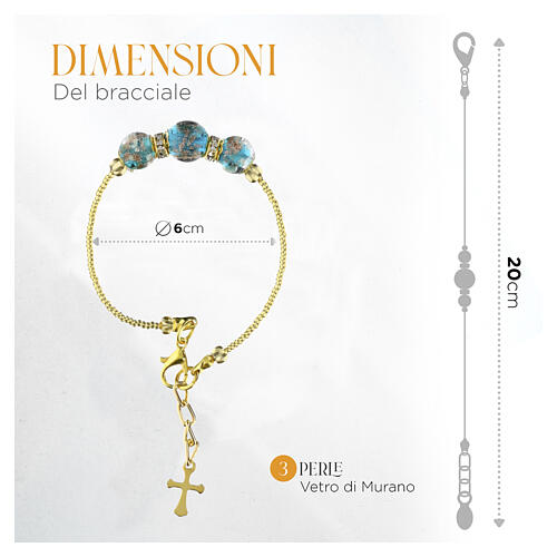 Gold Bracelet with Green Murano Glass Beads 10 mm 4