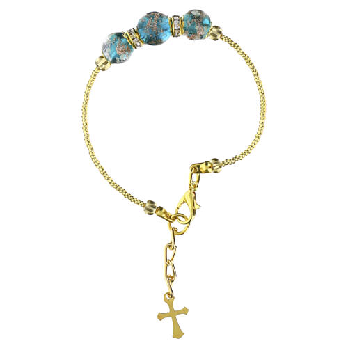 Gold Bracelet with Green Murano Glass Beads 10 mm 5