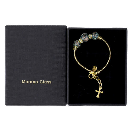 Gold Bracelet with Green Murano Glass Beads 10 mm 6