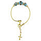 Gold Bracelet with Green Murano Glass Beads 10 mm s1