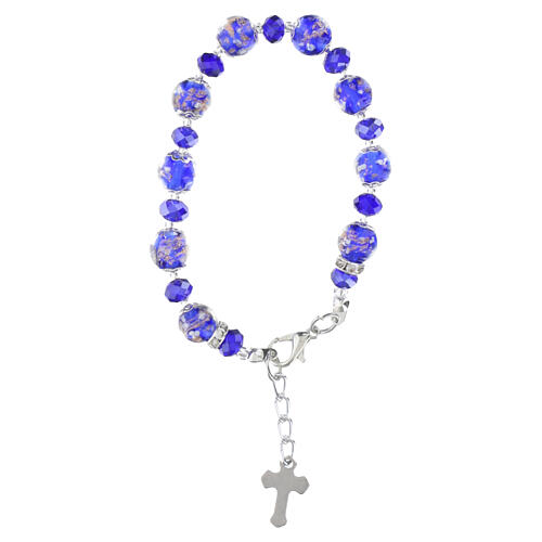 Bracciale cristalli Boemia 5mm e perle Murano 10mm blu finitura argento 3