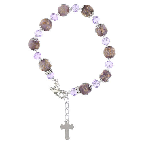 Armband ROSE, Murano-Glasperlen 10 mm und Bohemia-Kristalle 5 mm in Lila, silberfarbene Ausführung 3