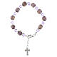 Pulsera perlas vidrio Murano lila con cristales 5 mm acabado plata s1