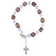 Pulseira contas em vidro de Murano lilás com cristais 5 mm acabamento prateado s3