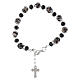 Women's cross bracelet in black Murano glass 10 mm with 5 mm Bohemian crystals, silver finish s3