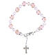 Bransoletka ROSE z koralików ze szkła Murano 10 mm, różowa, kryształy Bohemia 5 mm, srebrne wykończenie s1