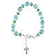 Green Murano Glass Bracelet 10 mm and 5 mm Bohemian Crystals, Silver Finish s1