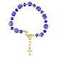 Pulseira dourada com contas de Murano 10 mm azuis e cristais da Boêmia 5 mm s1