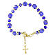 Pulseira dourada com contas de Murano 10 mm azuis e cristais da Boêmia 5 mm s3