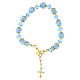 Pulsera con cristales Bohemia 5 mm y perlas Murano 10 mm celeste acabado dorado s1
