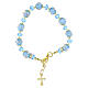 Bracelet with gold finish 5 mm Bohemian crystals and 10 mm sky-blue Murano beads s3