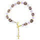 Gold-tone bracelet with 10 mm lilac Murano glass and 5 mm Bohemian crystals s1