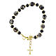 Bracelet with 10 mm Black Murano Beads and 5 mm Gold-Tone Bohemian Crystals s1