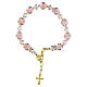 Bracelet en verre de Murano rose 10 mm avec cristaux de Bohême 5 mm et détails dorés s1