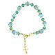 Bracelet with 10mm Green Murano Beads and 5mm Bohemian Crystals Gold Finish s1