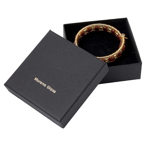 Amber bracelet with 0.31-inch Murano glass beads and gold finish 7