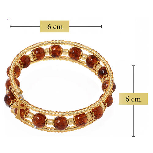 Amber Bracelet with 8mm Murano Glass Beads and Gold Finish 3