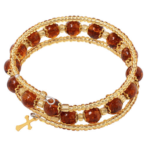 Amber Bracelet with 8mm Murano Glass Beads and Gold Finish 5