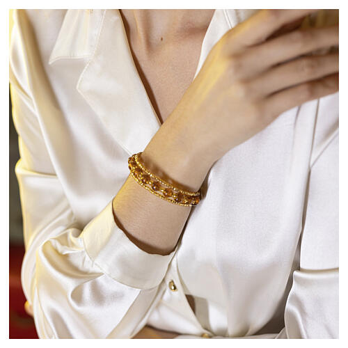 Amber Bracelet with 8mm Murano Glass Beads and Gold Finish 6