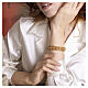 Beige Murano Glass Bracelet with 8 mm Beads with Gold Finish s2