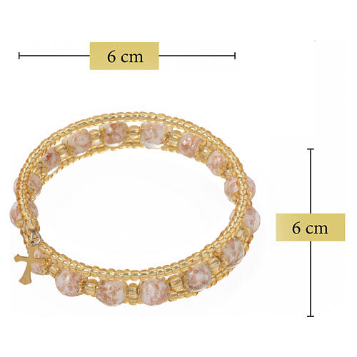 Pulsera Rezzonico blanca perlas 8 mm de vidrio de Murano con cruz dorada 3
