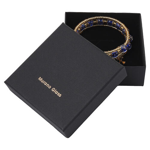 Murano glass bracelet with 0.31-inch dark blue beads, gold finish 6