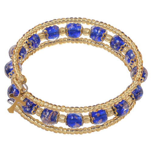 Bracciale vetro Murano 8mm finitura oro colore blu intenso 1