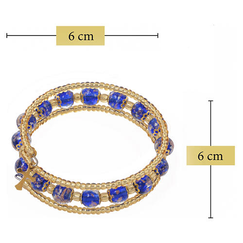 Deep Blue Murano Glass Bracelet 8 mm, Gold Finish 3