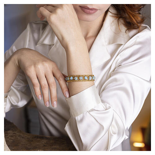 Bracciale celeste vetro Murano 8mm con finitura oro 4