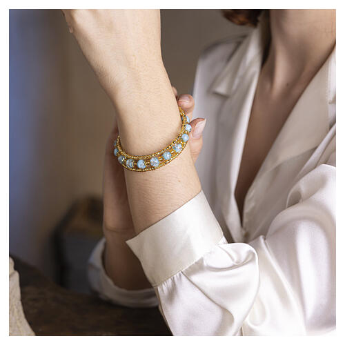 Sky‑blue Murano Glass Bracelet 8 mm with Gold Finish 2