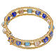 8mm Murano Glass Bracelet Blue, Azure and White Mix with Gold Finish s1