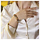 8mm Murano Glass Bracelet Blue, Azure and White Mix with Gold Finish s2