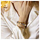 8mm Murano Glass Bracelet Blue, Azure and White Mix with Gold Finish s4