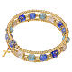 8mm Murano Glass Bracelet Blue, Azure and White Mix with Gold Finish s5