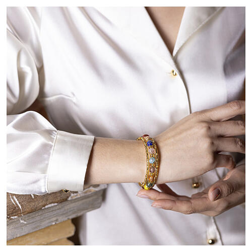 Multicolour bracelet with 0.31-inch Murano glass beads, gold finish 2