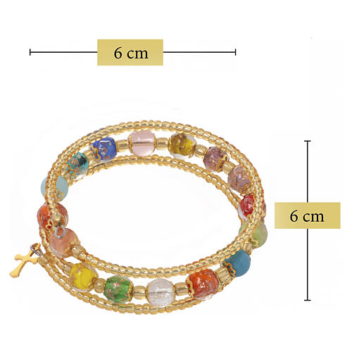 Multicolor Bracelet with 8mm Murano Glass Beads, Gold Finish 3