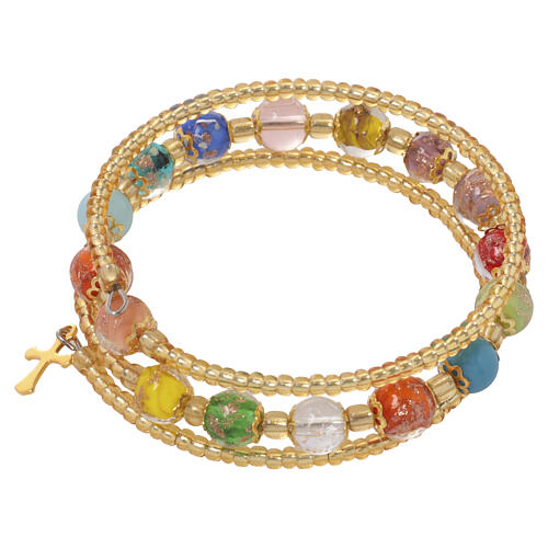 Multicolor Bracelet with 8mm Murano Glass Beads, Gold Finish 5