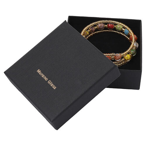 Multicolor Bracelet with 8mm Murano Glass Beads, Gold Finish 6