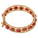 Pulsera joya roja perlas Murano 8 mm base oro con cruz s1