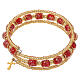 Red Murano 8mm Pearl Bracelet on Gold Base with Cross s5