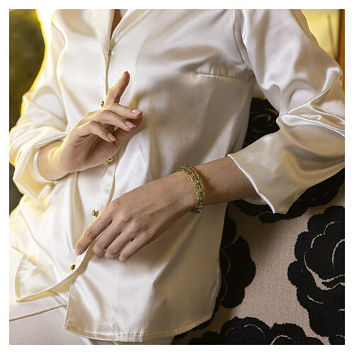 Armband REZZONICO, Armband in Spiralform, Murano-Glasperlen 8 mm in Grün, goldfarbene Ausführung 4