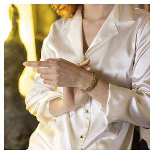 Pulsera vidrio Murano 8 mm verde con cierre de resorte dorado 2